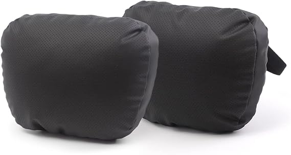 TPARTS Leather Headrest Neck Pillow for Tesla Model 3/Y/S/X (2 PCS Black) | Soft leather Car neck pillows provide comfortable head and neck support for daily driving and long trips