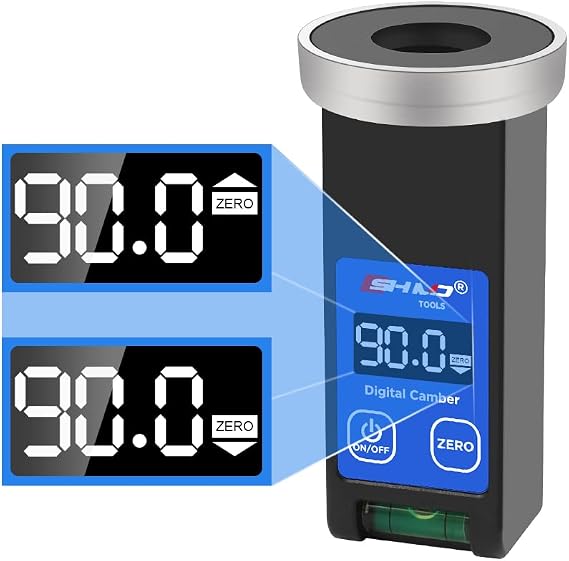 KAISAL Digital Camber Gauge Wheel Alignment Tool -90 to +90 Wide Range Camber Alignment Tool Accurate Wheel Balancing Tools with Digital Display & Powerful Magnet & Positioning Bubble & Reset Key