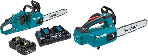 Makita XCU07PT 36V (18V X2) LXTBrushless 14" Chain Saw Kit (5.0Ah), with XCU06Z 18V LXTLithium-Ion Brushless Cordless 10" Top Handle Chain Saw