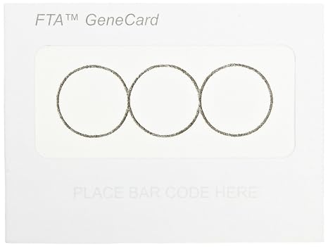 Whatman WB120208 FTA Gene Card with 3-Sample Areas, 3 x 75 microliter Size (Pack of 100)
