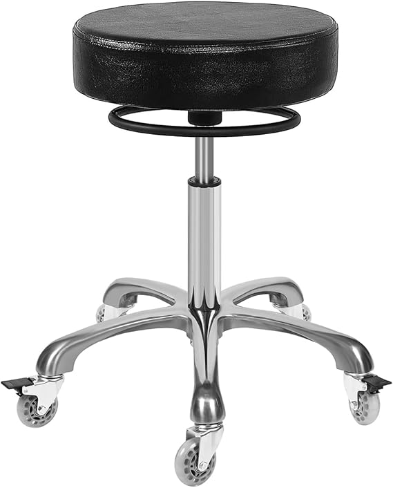 Salon Rolling Stools with Locking Castor Wheels - Adjustable Swivel Stool Chair Heavy Duty 400 lbs Thick Cushion Hydraulic Shop Stool for Massage Kitchen Salon Spa Tattoo Medical Office(Black)