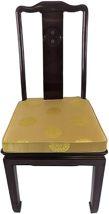 Carved Rosewood Oriental Dining Room Chair with Silk Cushion