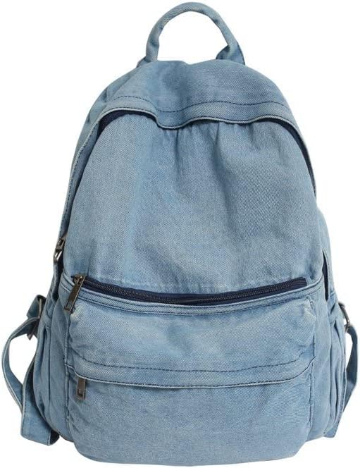 Lightweight Travel Denim Backpack Vintage Daypack Y2K Backpack Multipurpose Adjustable Shoulder Bags for Women Men, Blue