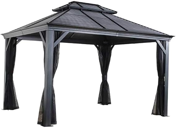 Sojag Outdoor 10' x 14' Mykonos Double Roof Hardtop Gazebo Outdoor Sun Shelter