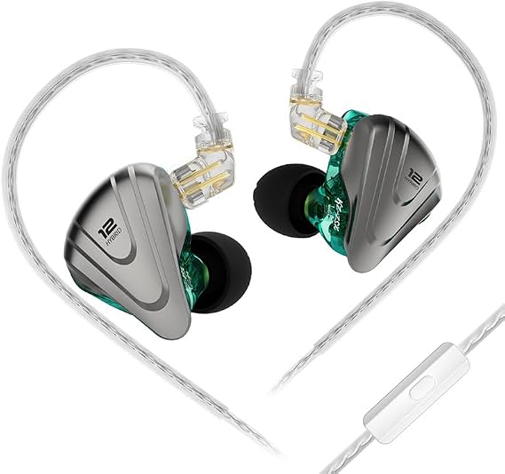 Kinboofi KZ ZSX 6 Drivers Earbuds Headphone,KZ Gaming Wired Headphone, 5BA 1DD HiFi IEM Earphone in Ear Headset with Detachable 2 Pin Cable for Audiophile (Gyan with Microphone)