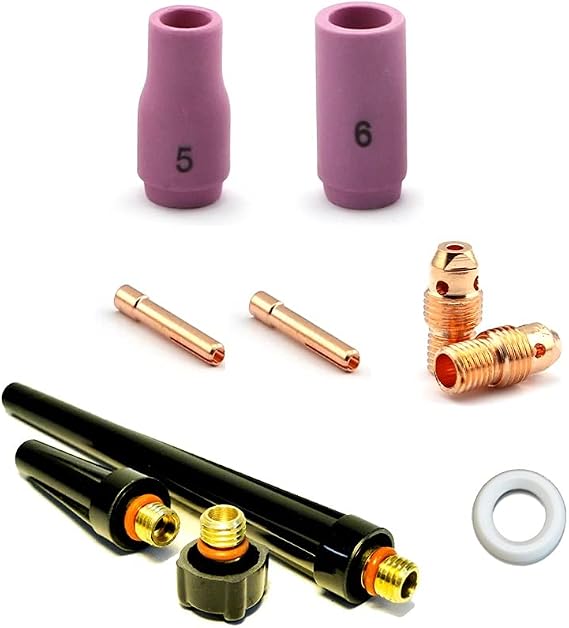 WeldingCity TIG Welding Accessory Kit Regular Setup (.040") Collet-Collet Body-Ceramic Cup-Gasket-Back Cap (T34) for TIG Torch 9, 20 and 25 Series