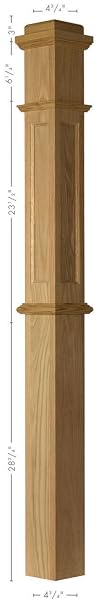 AFP-4375 Poplar Actual Flat Panel Box Newel Post