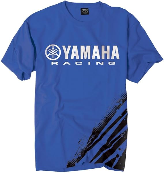 Yamaha S/S T-Shirt 100% Cotton Powersports Motorcycle ATV UTV Crew Neck Short Sleeve T-Shirt - Flare Blue, Size: Large