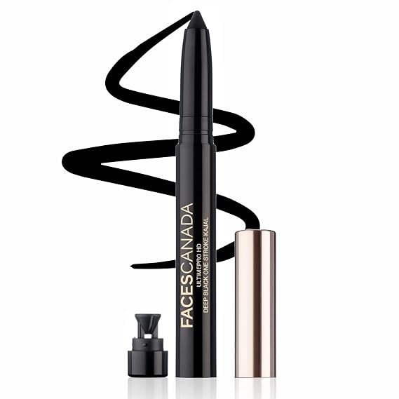 FACESCANADA Ultime Pro HD Deep Black One Stroke Eye Pencil | Smooth Lightweight HD Finish | 10 HR Long Stay | Waterproof & Sweat Proof | Built-In Sharpener | 0.05 Oz/1.4g
