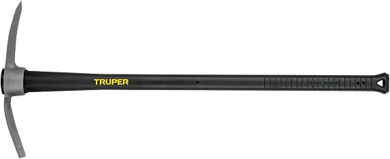 Truper Pick Mattock, 2.5 lb Forged Steel Head, 36-Inch Fiberglass Handle with Rubber Grip, Heavy-Duty Digging and Clearing Tool (Model TP 2 1/2F / 32655)