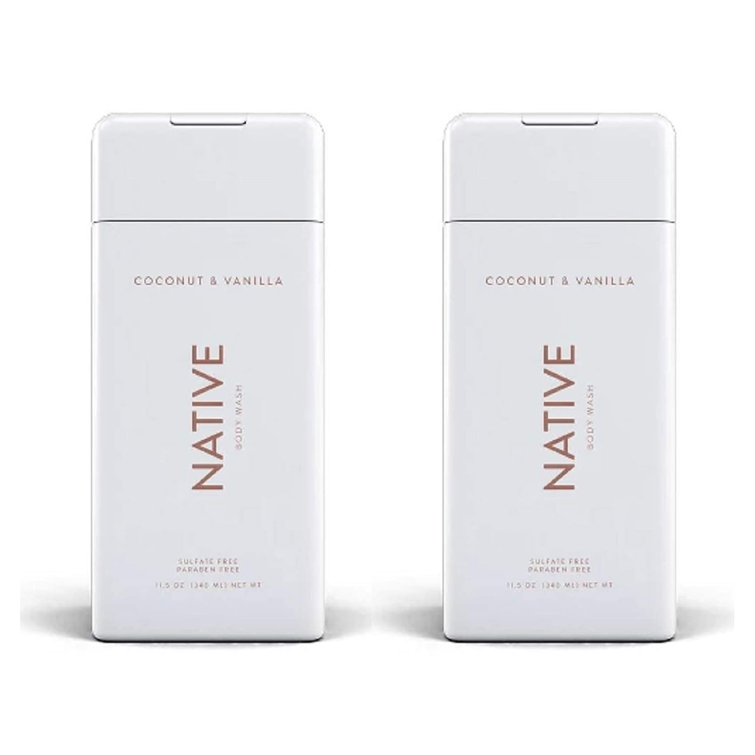 NATIVE Body Wash - Coconut &amp; Vanilla 11.5 oz 340ml - 2-PACK for Hydrating