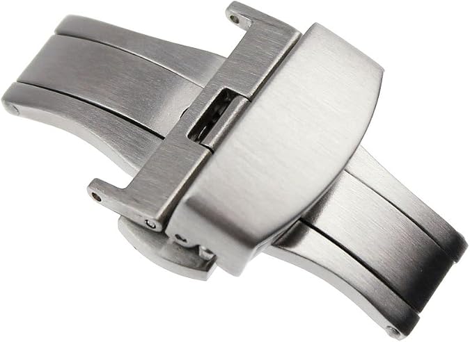 RECHERE Brushed Matte Push Button Butterfly Deployment Clasp for Leather Watch Band Strap