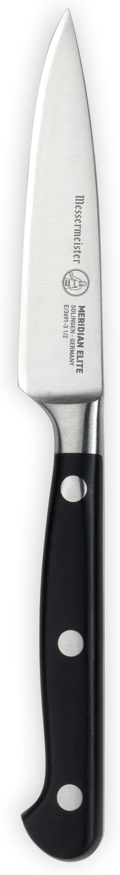 Messermeister Meridian Elite 3.5 Spear Point Paring Knife - Fine German Steel Alloy Blade - Rust Resistant & Easy to Maintain