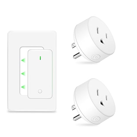 2 Wireless Remote Control Outlet Plug Adapter with Remote, 1 Wall Switch