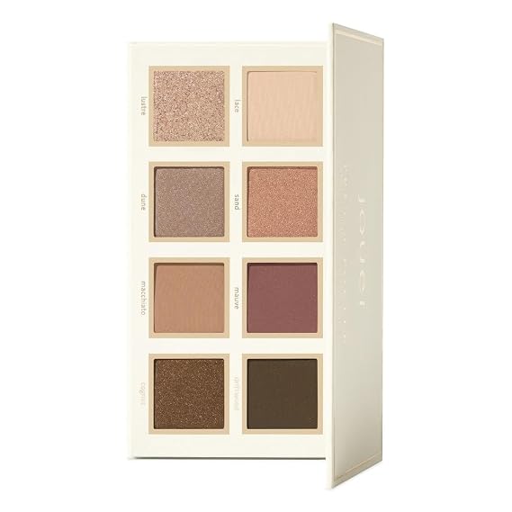 Jouer Pret-a-Porter Eyeshadow Palette - 8 Matte & Shimmer Shades, Travel-Friendly with Mirror, Talc-Free Vegan Formula, 0.57oz