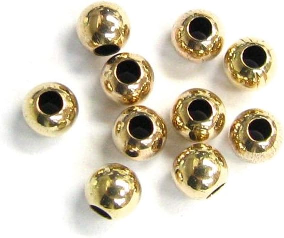 50 Count Wholesale 14K Gold-Filled 4mm Round Seamless Spacer Beads (Hole Size 1.15mm to 1.25mm)