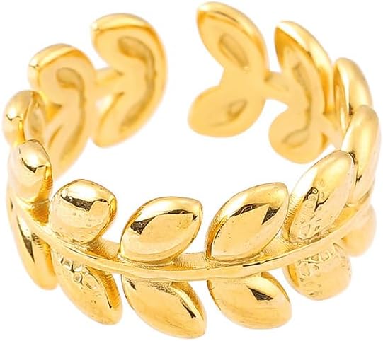 Trendy Open Leaf Embossing Stainless Steel Ring for Women, IDEAL Gift for The One You Love