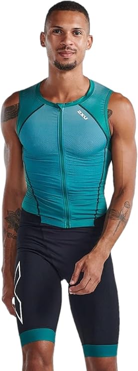 2XU Men's Light Speed Front Zip Tri Suit (US, Alpha, Small, Regular, Regular, Standard, Forest Green)