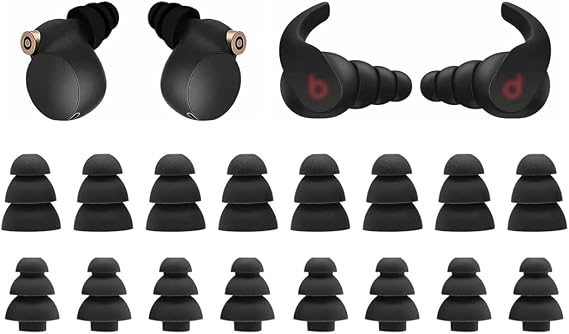 Silicone Replacement Ear Buds Tips, 20 Pcs, Black (Triple Flange)