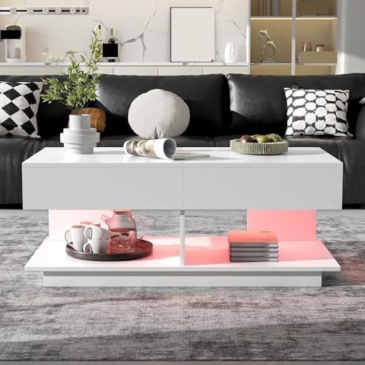 41.3-76.7 Extendable Coffee Table, Efficient Central Table with Multiple Storage Compartments, Multifunctional Adjustable Hidden Space,for Living Room