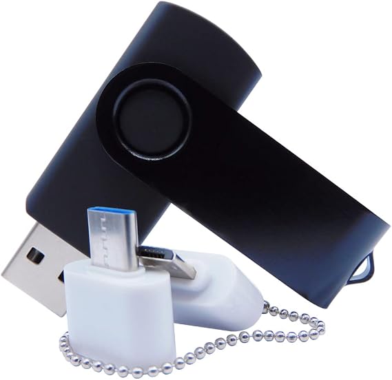 16GB USB Flash Drives Memory Sticks Thumb Drive with OTG & Type-C Transformer (Black)
