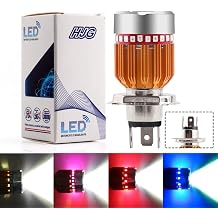 YSY 1Pcs RGB Strobe 9W White Hi-Low Beam H4 Angel Eye Fog Lamp 900LM led Bulb Motorcycle Headlights DC 9-80V Electric Car Lights (H4)