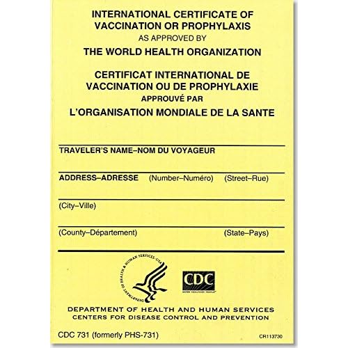 Pack of 25: International Certificate of Vaccination or Prophyaxis as Approved by the World Health Organization:Pack of 25 Cards November 15, 2007