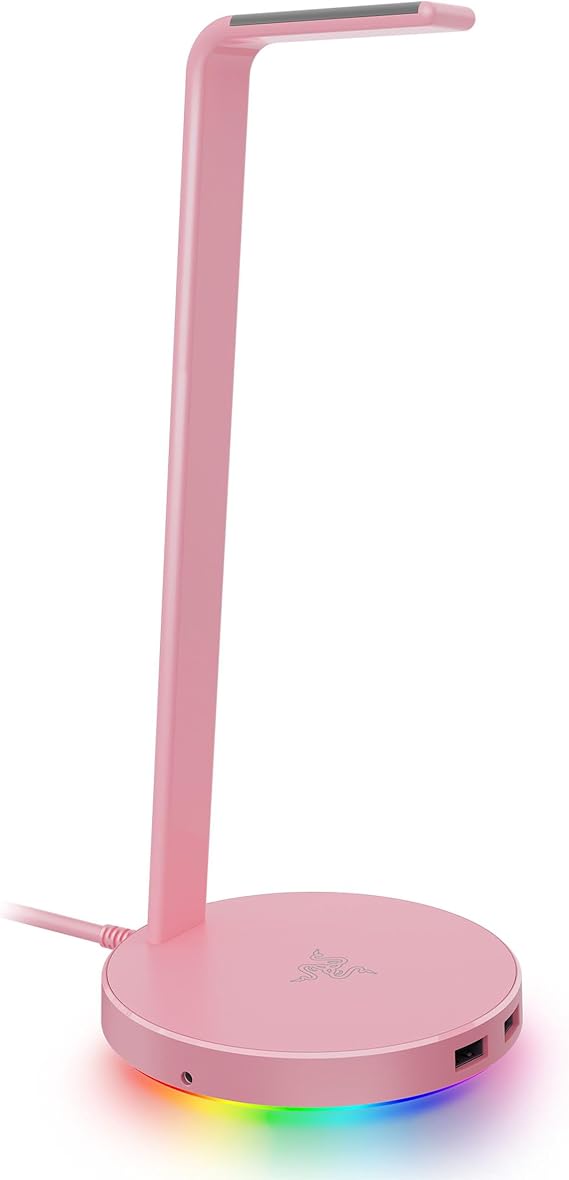 Razer Base Station V2 Chroma - Chroma Enabled Headset Stand with 3.1 USB Hub and 7.1 Surround Sound (2 USB 3.1 Ports, Intergrated Headset Stand, Non-Slip Base, Chroma RGB) Quartz Pink