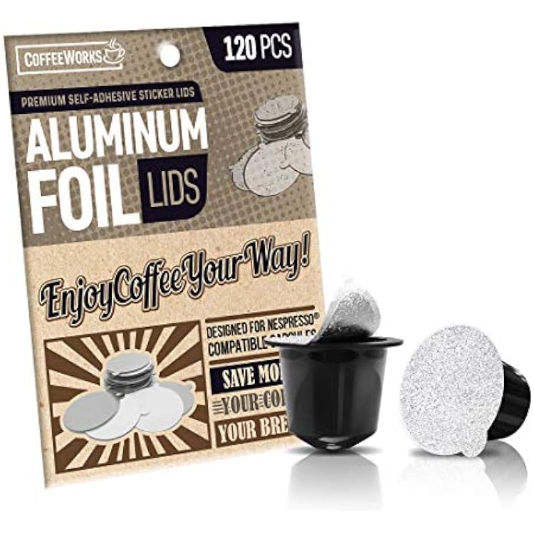 Reusable Aluminum Foil Seal Lids for Nespresso Original Line Pods - Premium Eco-Friendly Coffee Pod Self-Adhesive Stickers - Compatible with Refillable Capsule & Machines - 37mm 120