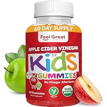Organic Kids Apple Cider Vinegar Gummies by Feel Great Vitamins | Rich in Digestive Enzymes & Natural Antioxidants for Gut Health | Kids Gummy Supports Healthy Nutrient Absorption | 60 Day Supply