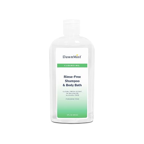 Dukal NR08 Dawn Mist Rinse Free Shampoo and Body Bath with Dispensing Cap, 8 oz. Bottle, Pack of 48
