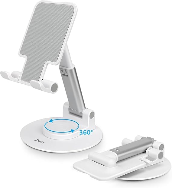 Juo Foldable 360 Degree Rotating Desktop Phone Stand White