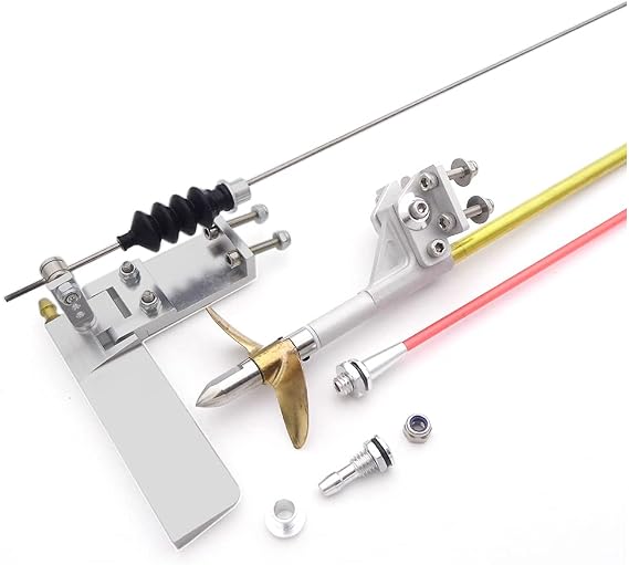 4mm Flexible Drive Cable Shaft Strut + 75mm Steering Rudder + 48mm Copper Propeller Kit for RC Vee Boat V Monoboat Oval