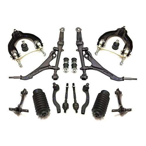 PartsW - 16 Pc Suspension Kit Tie Rod Ends, Sway Bars, Bellow Boots, Lower Control Arms & Ball Joints, Front & Rear Upper Control Arms