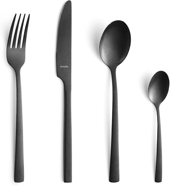 Amefa Manille Cutlery Set, Stainless Steel, Black, 15,3 x 6,2 x 25 cm