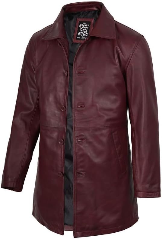 Real Lambskin Leather Car Coat Jacket for Men