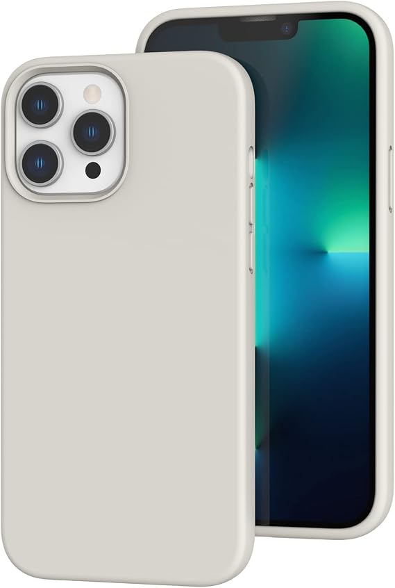 Compatible with iPhone 13 Pro Case, [Drop Protection] [Anti-Fingerprint] Shockproof Liquid Silicone Case with Microfibre Lining, Mobile Phone Case for iPhone 13 Pro 6.1 Inch 2021, Stone