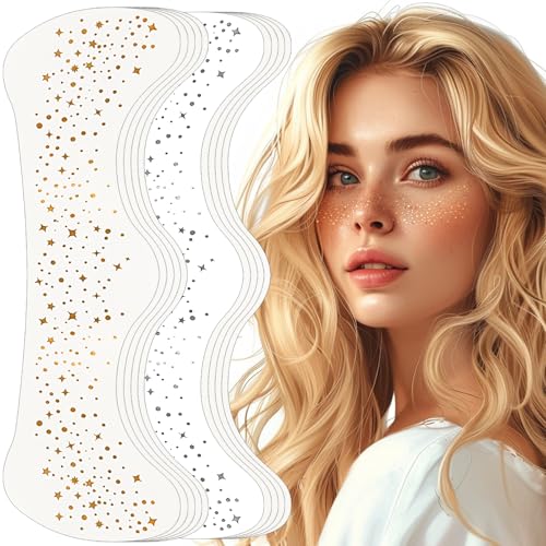 Glitter Freckles Face Tattoo, GoldSilver Speckles Makeup Patches, Glitter Freckles,10pcs