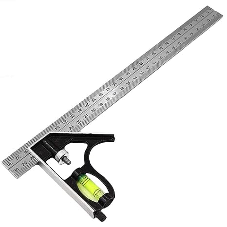 300mm/12 Precise Stainless Steel Adjustable Sliding Combination Square Set Right Angle Ruler Adjustable Leveled Square Head Right Angle Ruler