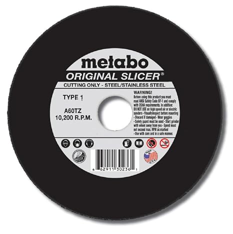 Metabo - Application: Steel/Stainless Steel - 4 1/2" x .040" x 7/8" - A60TZ Original Slicer (655331000), Type 1 "Slicer Wheels