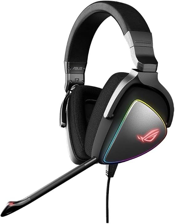 ASUS Gaming Headset ROG DELTA | Headset with Mic and Hi-Res ESS Quad-DAC | Compatible Gaming Headphones for PC, Mac, PS4, Xbox One | Aura Sync RGB Lighting,Black