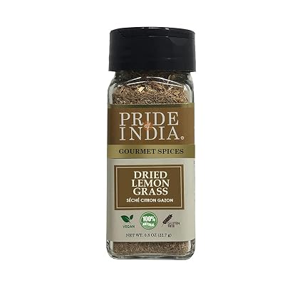 Pride of India Lemongrass Fine Cut & Sifted Ideal for Cooking & Drinks Perfect seasoning for SoupsSaladsMarinades Gourmet CondimentPure & Fresh Easy to Use -0.8 Small Dual Sifter Bottle