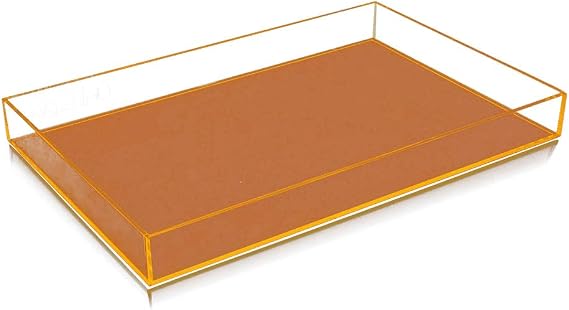 OnDisplay Electric Neon Luxe Clear Acrylic Stackable Cosmetic/Jewelry Tray (Hot Orange)