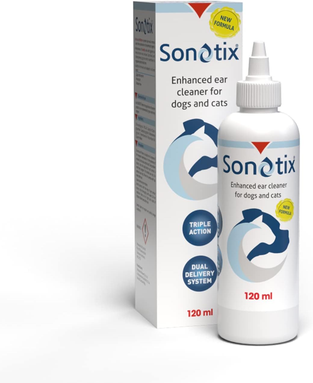 Sonotix New Triple Action Ear Cleaner for Dogs and Cats | Moistures, Rebalances & Cleans Ears | 120ml bottle