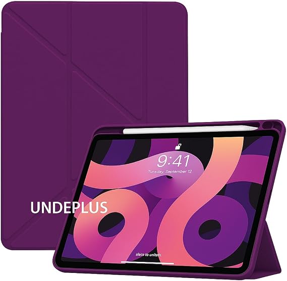 UnDePlus iPad 11.Nesil A16 11inç/10.Nesil 10.9inç ile uyumlu Kılıf Kalem Bölmeli Trifolding Case Mor