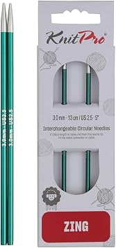 KnitPro Zing Interchangeable Circular Needles 5" (13cm) | US Size 2.5 (3mm)