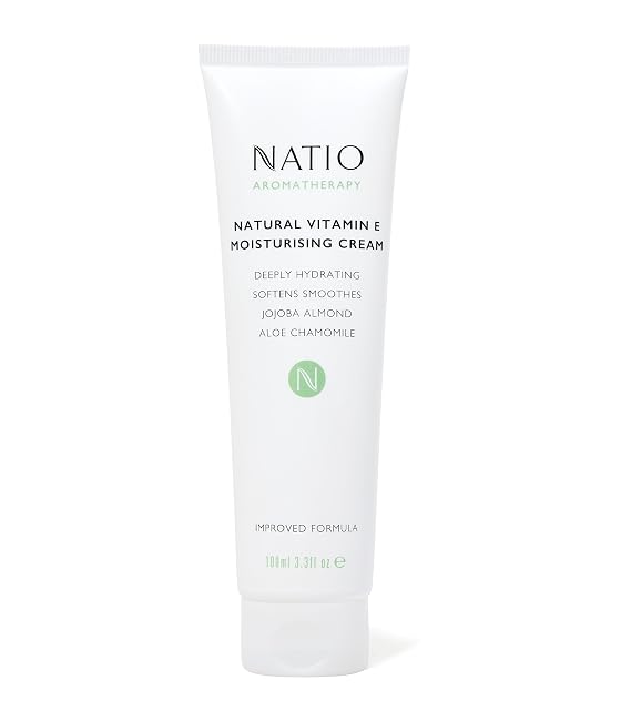 Natio Australia Aromatherapy Natural Vitamin E Moisturizing Cream, 3.4 ounce - Non-Greasy Aloe Vera Face Moisturizer - Deeply Hydrating Face Cream