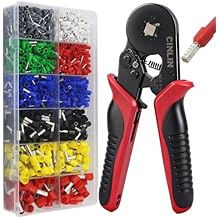 Ferrule Crimping Tool Kit - Square Ferrule Crimper Plier (AWG 23-7) with 1380pcs Wire End-Sleeves Red copper Terminals Kit