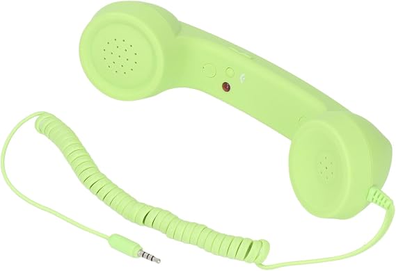 3.5mm Vintage Retro Telephone Handset, Cell Phone Receiver, Radiation Proof Retro Handset, Microphone Speaker for Cellphone Smartphone, Handheld Old Telephone Headset (Green)