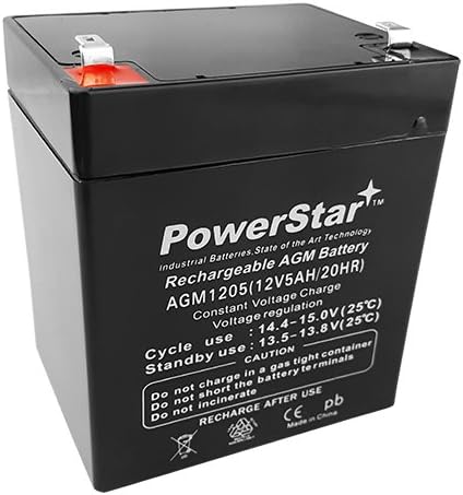 PowerStar 12V 5Ah Sealed Lead Acid AGM Rechargeable Battery, F1 Terminal